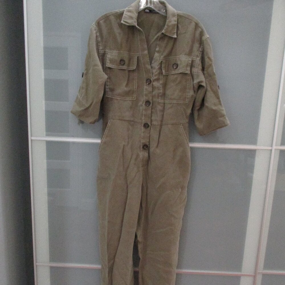 Zara Olive Green Utility Romper/Playsuit/Pantsuit